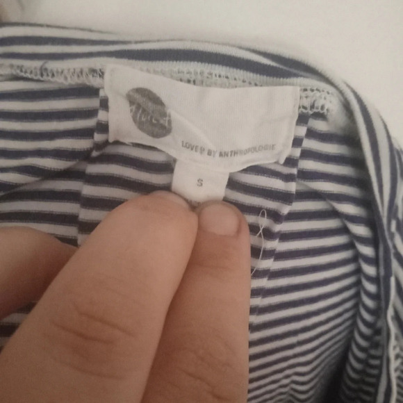 Anthropologie Floreat Navy White Stripe Oversize Tunic Top Pleat Back Size Small - Picture 6 of 7